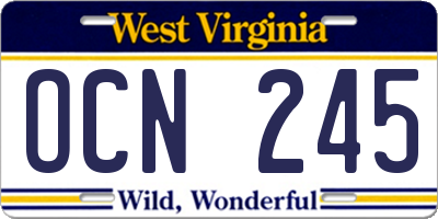 WV license plate OCN245