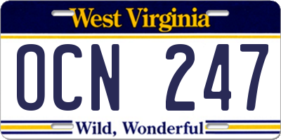 WV license plate OCN247