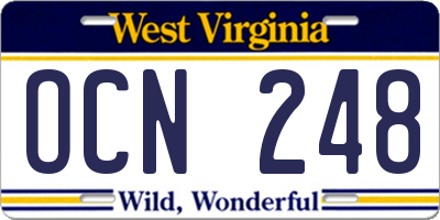WV license plate OCN248