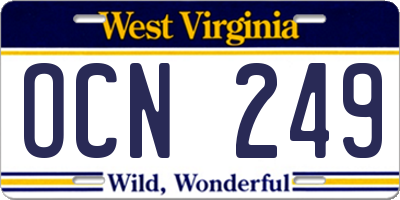 WV license plate OCN249