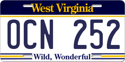 WV license plate OCN252