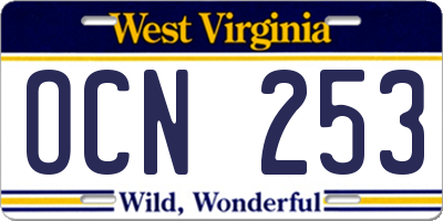WV license plate OCN253