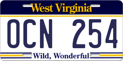 WV license plate OCN254