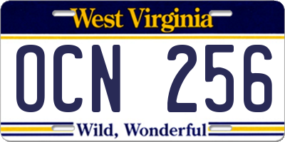 WV license plate OCN256