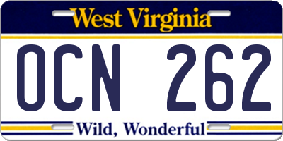 WV license plate OCN262