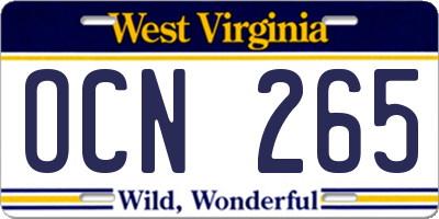 WV license plate OCN265
