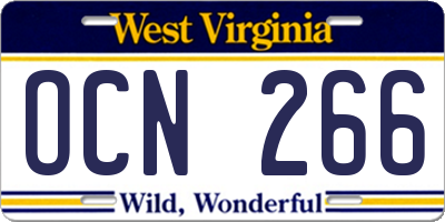 WV license plate OCN266