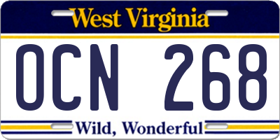 WV license plate OCN268
