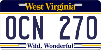 WV license plate OCN270