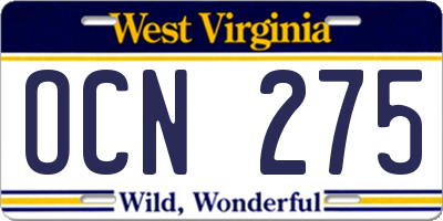 WV license plate OCN275
