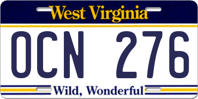 WV license plate OCN276