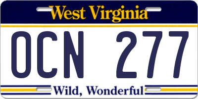 WV license plate OCN277