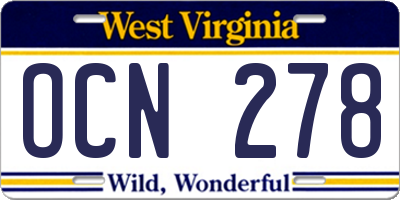 WV license plate OCN278