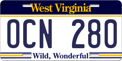 WV license plate OCN280