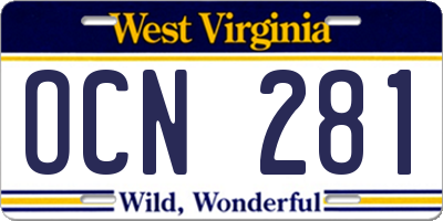 WV license plate OCN281