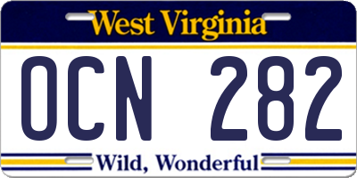 WV license plate OCN282