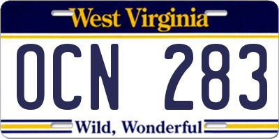 WV license plate OCN283
