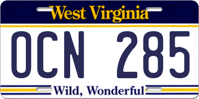 WV license plate OCN285