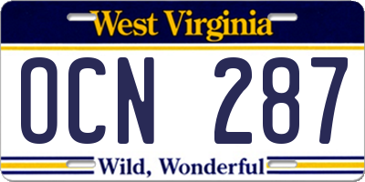 WV license plate OCN287