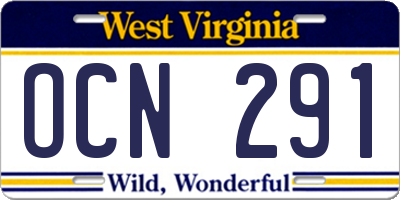 WV license plate OCN291