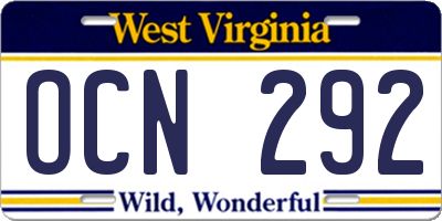 WV license plate OCN292