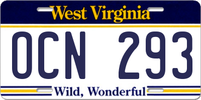 WV license plate OCN293