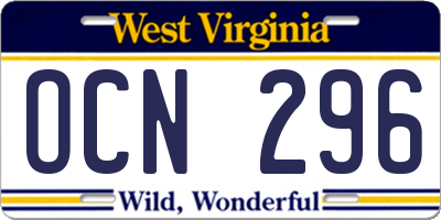 WV license plate OCN296