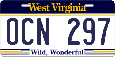 WV license plate OCN297