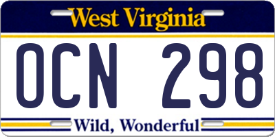 WV license plate OCN298