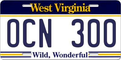 WV license plate OCN300