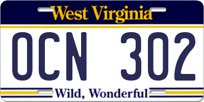 WV license plate OCN302