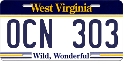 WV license plate OCN303