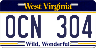 WV license plate OCN304