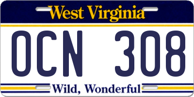 WV license plate OCN308