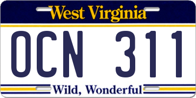 WV license plate OCN311