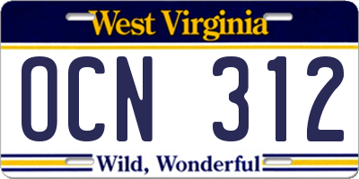 WV license plate OCN312
