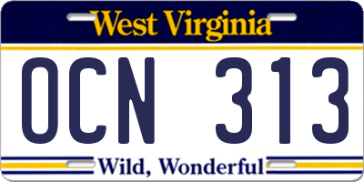 WV license plate OCN313