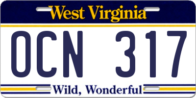 WV license plate OCN317