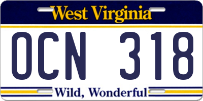 WV license plate OCN318