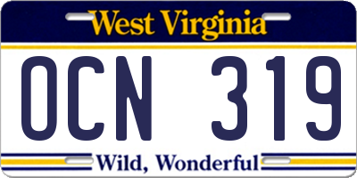 WV license plate OCN319