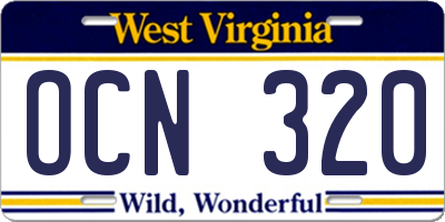WV license plate OCN320
