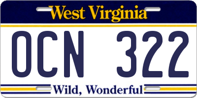 WV license plate OCN322