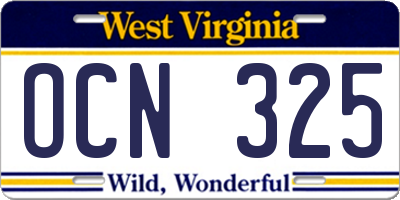WV license plate OCN325