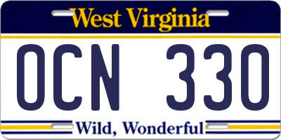 WV license plate OCN330