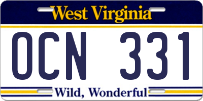 WV license plate OCN331