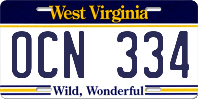 WV license plate OCN334