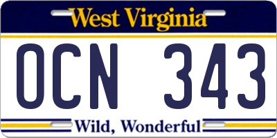 WV license plate OCN343