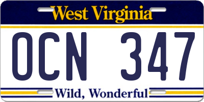 WV license plate OCN347