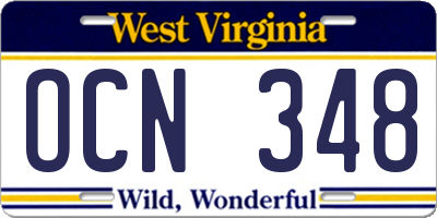 WV license plate OCN348