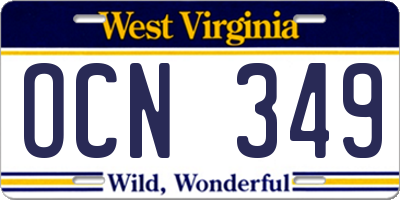 WV license plate OCN349